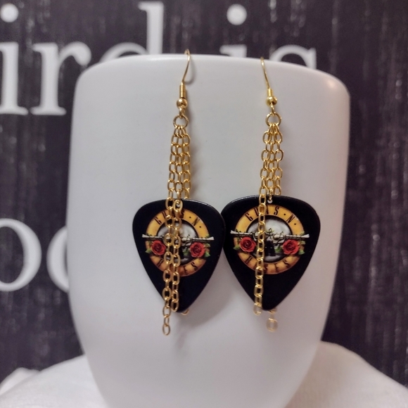 Boutique Jewelry - New Guns N Roses Favorite Band Logo Guitar Pick Earrings